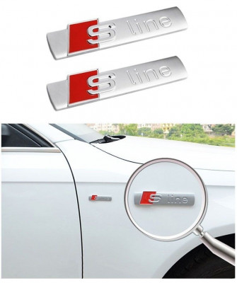 Set pereche 2 x stiker metalic cu adeziv auto pentru auto model audi S line foto