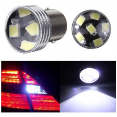 Led bec BA15S P21W 6 smd 2835 de culoare alb cu lupa foto