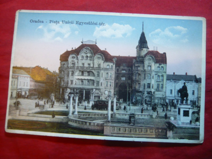 Ilustrata Oradea - Piata Unirii 1930 , color