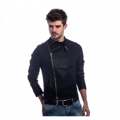 Geaca neagra din piele eco Biker Style foto