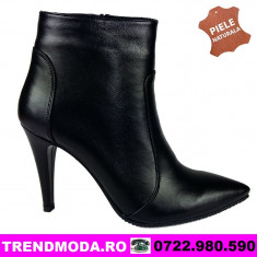 BOTINE DAMA PIELE NATURALA LUIZA NEGRU BOX (Marime: 37) foto