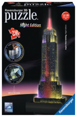 Ravensburger Puzzle 3D Empire State Building - lumineaza noaptea, 216 piese foto