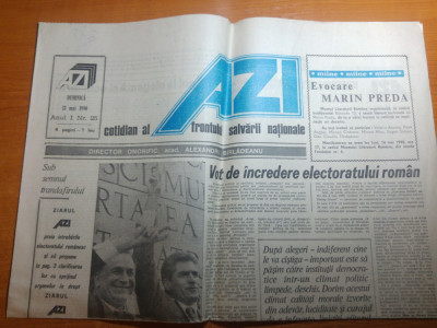 ziarul azi 13 mai 1990-campanie electorala pt FSN in paginile ziarului foto