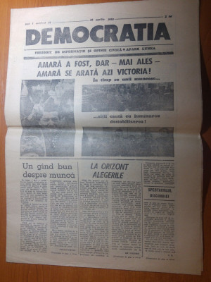 ziarul democratia 30 aprilie 1990-art.despre alegeri si despre 1 mai muncitoresc foto