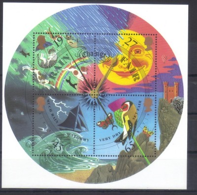 MAREA BRITANIE 2001, Vremea - Fauna, bloc neuzat, MNH foto