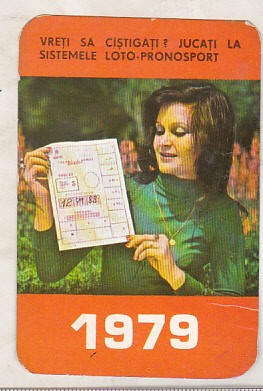 bnk cld Calendar de buzunar 1979 - Loto Pronosport foto