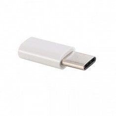 Adaptor OTG microUSB-USB Type-C alb foto