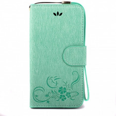 Husa piele Apple iPhone 6 Flower Wallet turquoise foto