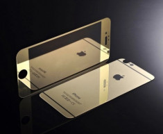 Folie sticla oglinda fata-spate Iphone 5/5S/5SE gold foto