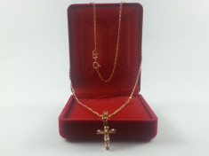 Lantisor Barbati/unisex placat cu aur 18k pandantiv Cruciulita, 1610LU05 foto