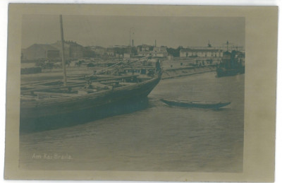 520 - BRAILA, boats - old postcard, real PHOTO - used - 1918 foto