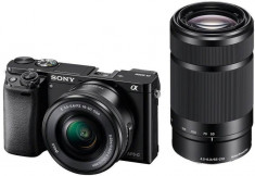 Kit aparat foto digital Sony Alpha 6000 (cu obiectiv 16-50mm + 55-210mm), negru foto