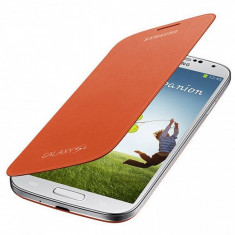 Husa piele Samsung I9500 Galaxy S4 EF-FI950BO portocalie Blister Originala foto