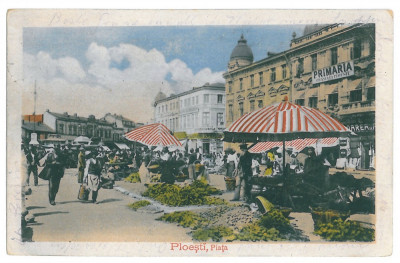 262 - PLOIESTI, Market - old postcard, CENSOR - used - 1918 foto