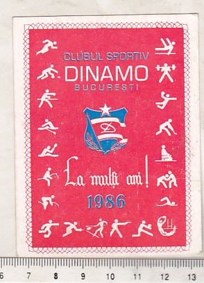 bnk cld Calendar de buzunar 1986 - Dinamo Bucuresti