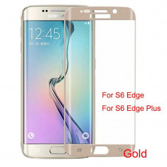 Samsung S6 Edge Plus - Folie Sticla Securizata Curbata Gold Aurie foto