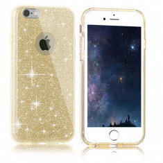 Husa iPhone 7 TPU Glitter Gold foto