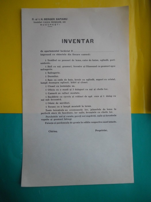 HOPCT DOCUMENT VECHI 1 -INVENTAR DE APARTAMENTUL INCHIRIAT/I H BERGER SAFIANU HOPCT DOCUMENT VECHI 1 -INVENTAR DE APARTAMENTUL INCHIRIAT/I H BERGER SAFIANU
