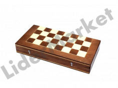 Set joc table si sah din lemn lacuit 32 x 16 cm cu piese incluse foto