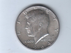 moneda argint masiv-HALF DOLLAR 1964-JFK dolar-Kenedy,11.5 grame foto