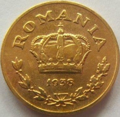 Moneda 1 Leu - ROMANIA, anul 1938 *cod 2887 foto