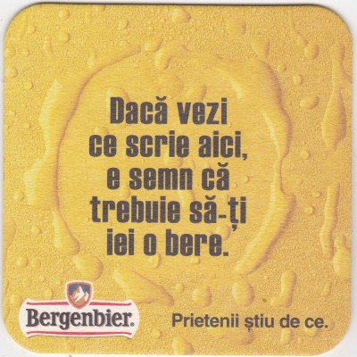 Suport de pahar / Biscuite BERGENBIER foto