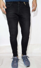 Blugi tip Zara Man- blugi barbati blugi conici blugi negri blugi slim fit cod 86 foto