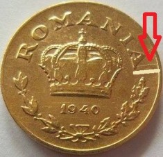Moneda 1 Leu - ROMANIA, anul 1940 *cod 3079 - matrita fisurata foto