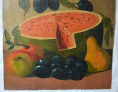 Natura moarta cu fructe pictura veche u/c foto