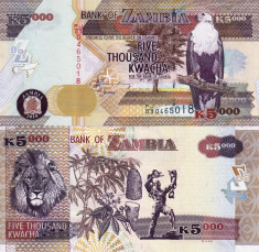 ZAMBIA 5.000 kwacha 2010 UNC!!! foto