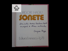 Grigore Hagiu Sonete Ed Eminescu 1978 108 pag autograf foto