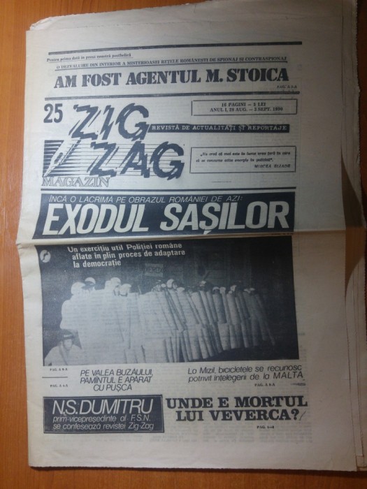 ziarul zig zag 28 august -3 septembrie 1990-art. despre exodul sasilor