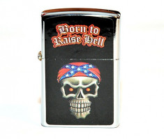 Bricheta tip - Zippo - craniu - Born To Raise Hell foto