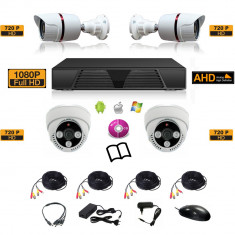 Sistem complet de supraveghere kit DVR - FullHD 1080p + 4 camere HD mixt 2i2e foto