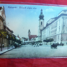 Ilustrata Cluj ,Stada Kossuth Lajos ,color,inc.sec.XX foto Kuhn Albert