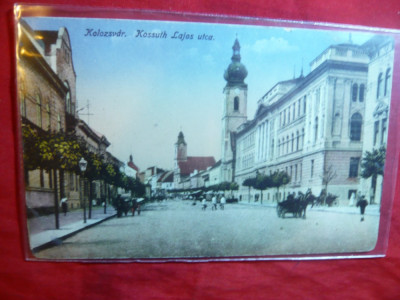 Ilustrata Cluj ,Stada Kossuth Lajos ,color,inc.sec.XX foto Kuhn Albert foto