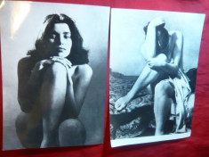 2 Fotografii artistice aproape Nud Cehoslovacia 1950 , dim. 12,5x 17,5 cm foto
