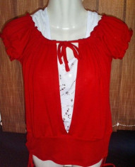 Tricou bluza dama - Metrofive culoare rosie si alb ....OFERTA !! foto