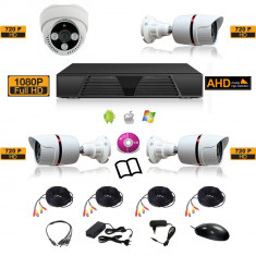 Sistem complet de supraveghere kit DVR - FullHD 1080p + 4 camere HD mixt 3e1i foto