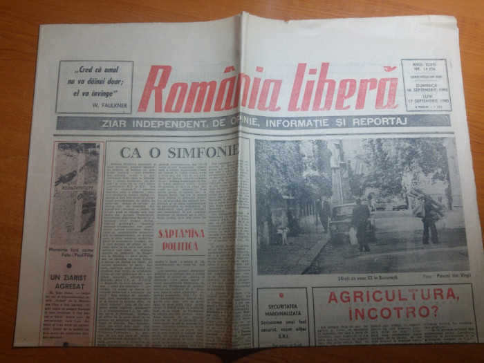 ziarul romania libera 16-17 septembrie 1990-art. agricultura incotro ?