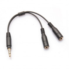 Spliter Audio jack 3.5mm 1 tata la 2 mama, cablu (microfon + audio) foto