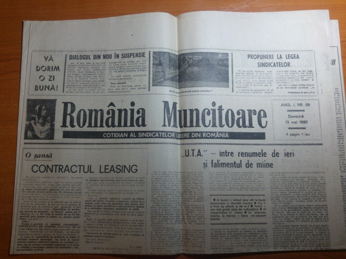 ziarul romania muncitoare 13 mai 1990-art. despre falimentul U.T.A arad