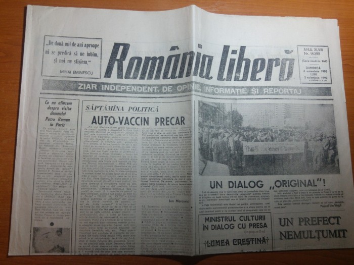 ziarul romania libera 4-5 noiembrie 1990