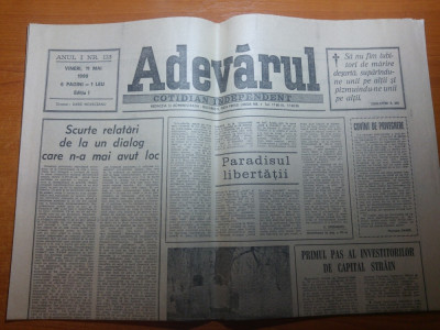 ziarul adevarul 11 mai 1990-art. despre campania electorala foto