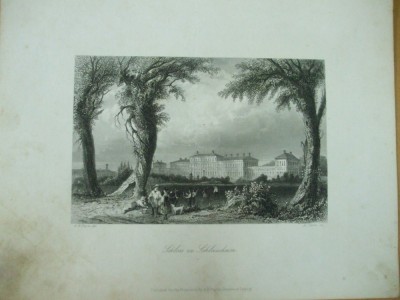 Gravura castelul Schleissheim Bavaria Munchen A. H. Payne A. Carse Leipzig foto