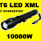Lanterna LED CREE XML T6 cu 2 acumulatori 5 faze + zoom, incarcator ap si auto