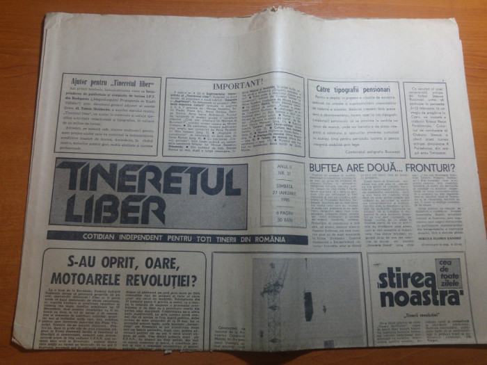 ziarul tineretul liber 27 ianuarie 1990 - s-au oprit oare motoarele revolutiei ?