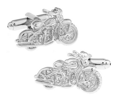 Butoni camasa argintii model motocicleta + ambalaj cadou