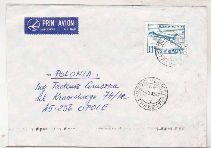 bnk fil Aerofilatelie - plic circulat spre Polonia in 1983