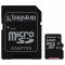 Kingston 64GB microSDXC - Clasa 10, UHS-I, 45MB/s Citire, Card + Adaptor SD